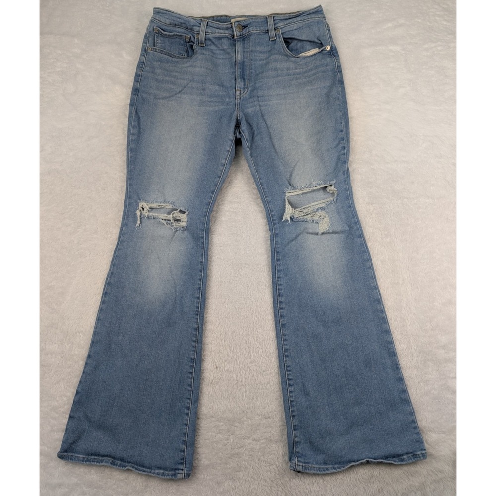 Levi's 726 High Rise Flare Jeans Women Size 34 Blue Light Wash Distressed